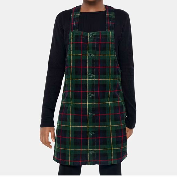 Girls Childrens Place Tartan Plaid Corduroy Dress | Adjustable Straps | Size 12 - Picture 1 of 15